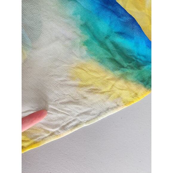 NWD Anthropologie Vineet Bahl Colorful Blurred Sheer Train Dress Sz L #MB426 - Picture 12 of 14